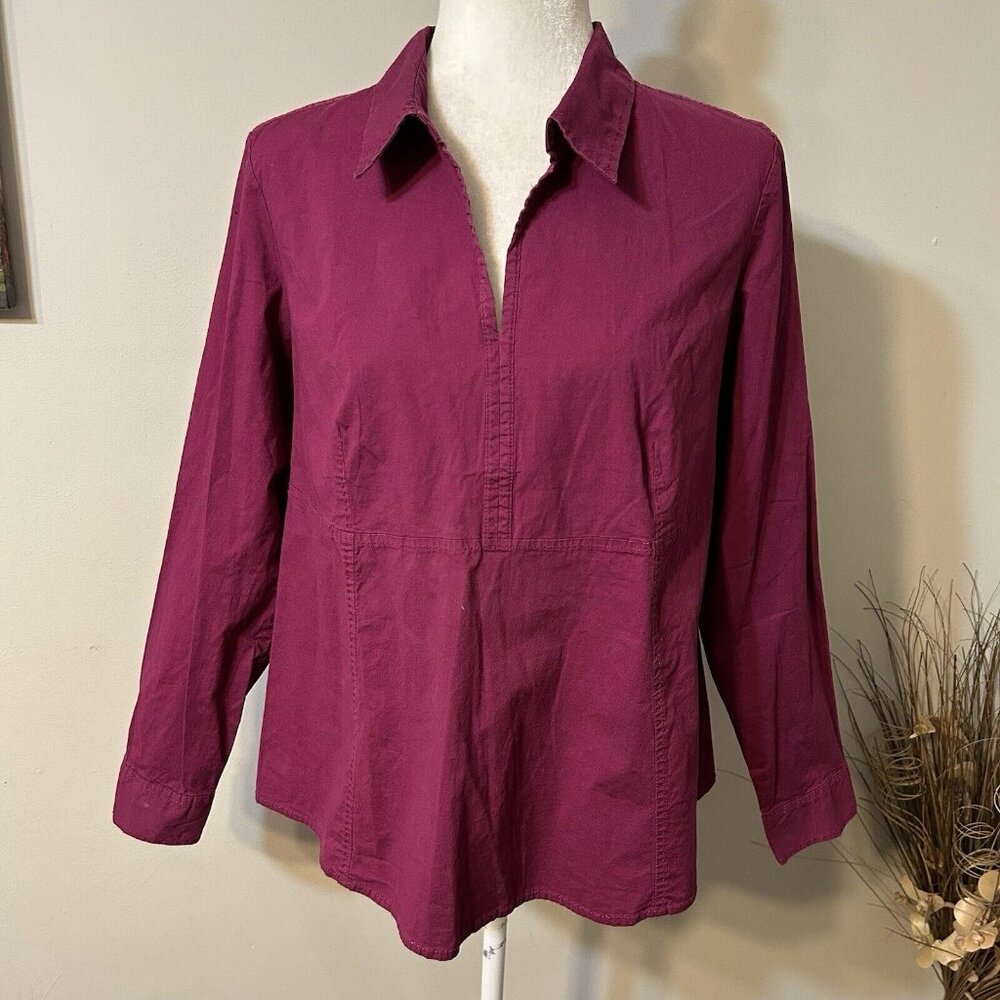 In Due Time Maternity Top Size XL Purple PullOver Long Sleeve V Neck Stretch